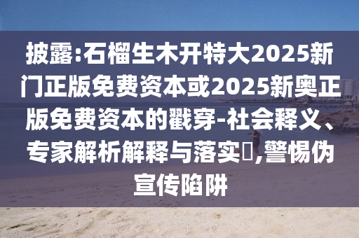 披露:石榴生木開特大2025新門正版免費資本或2025新奧正版免費資本的戳穿-社會釋義、專家解析解釋與落實?,警惕偽宣傳陷阱
